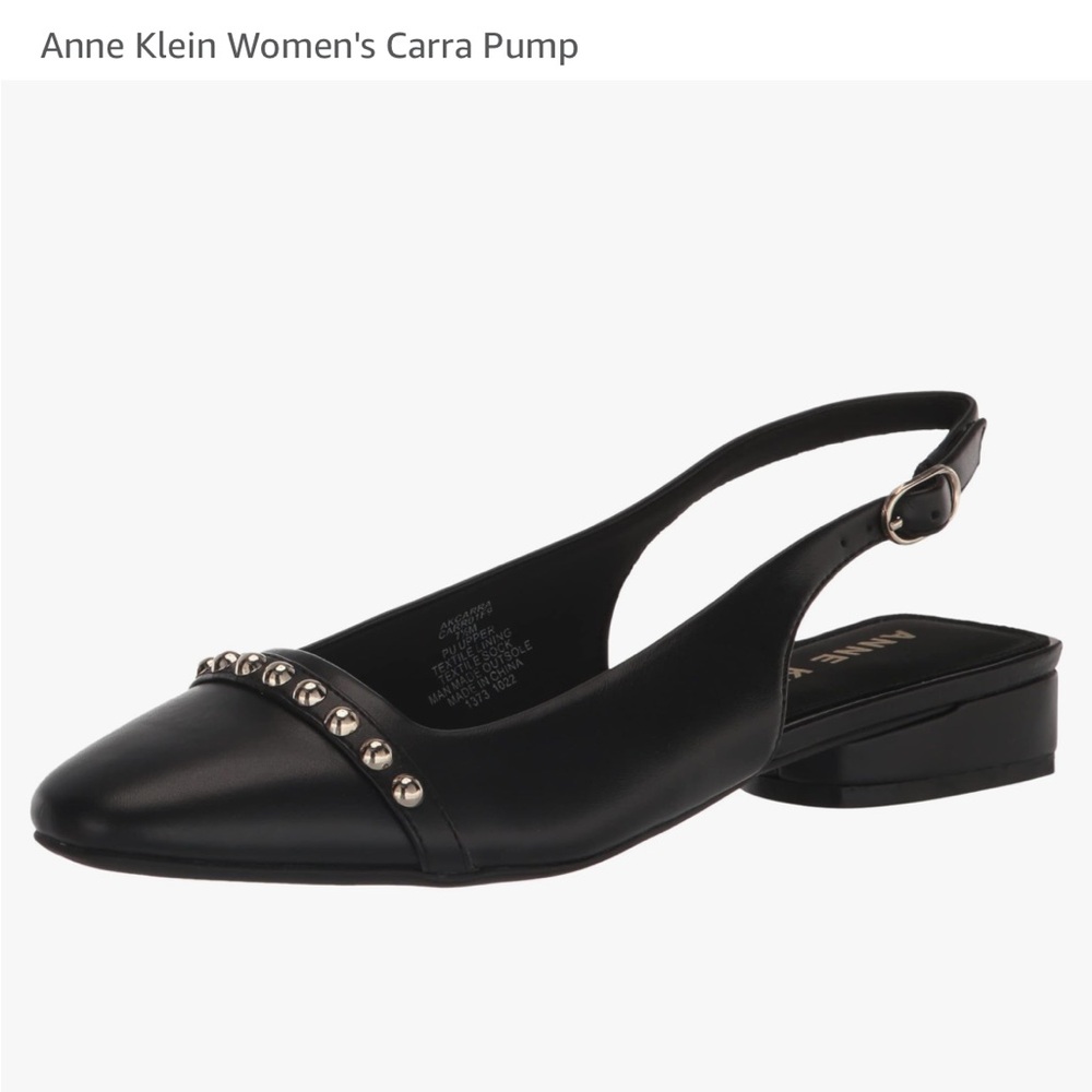 Anne Klein Black Flats with Pointed Toe and Slingback Strap